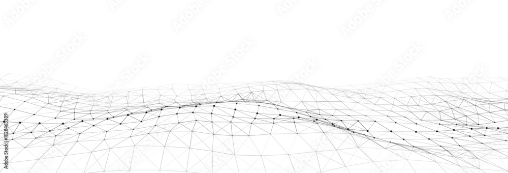 Poster dynamic wave with connected dots and lines on a white background. digital wave background concept. a