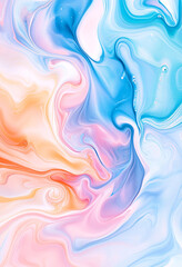 Obraz premium swirling liquid colors on white paper, creating an abstract pattern reminiscent of marble and fluid forms. 