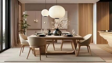 modern dining room with table