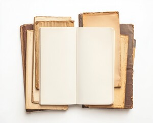 Blank textbook pages with white background, ready for mockup design template