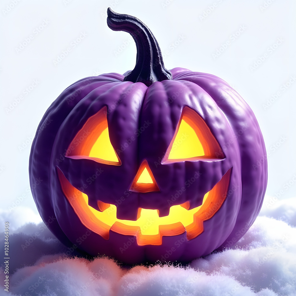 Wall mural halloween purple pumpkin isolated on white background