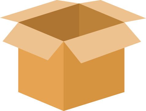 recommend clip art: Cartoon open corrugated cardboard box illustration.