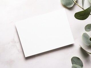 Blank white note card template on a clean background, ready for design