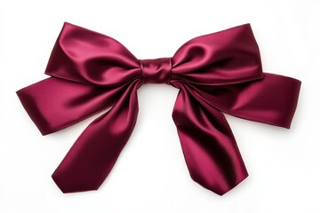 Naklejka premium Burgundy Ribbon. Silk Ribbon Bow on White Background. Elegant Gift Decoration