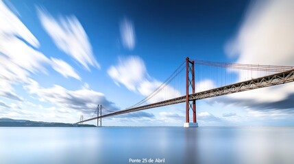 Ponte 25 de Abril Bridge with Blurred Clouds