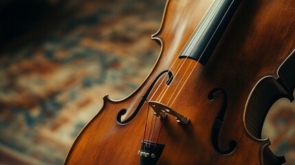Fototapeta premium classical cello with a rich, mahogany finish and a deep