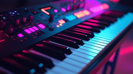 synthesizer with a futuristic design and a wide range of electronic sounds