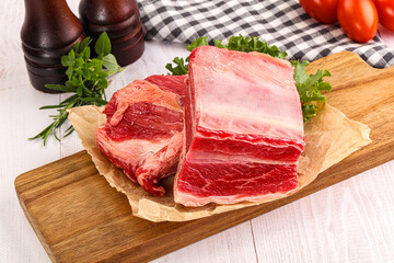 Raw beef rib for cooking