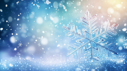 Naklejka premium 雪結晶 冬 雪 イラストブルー 背景素材