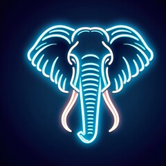 Fototapeta premium elephant head animal in neon style, Portrait of glow light animal. minimal design