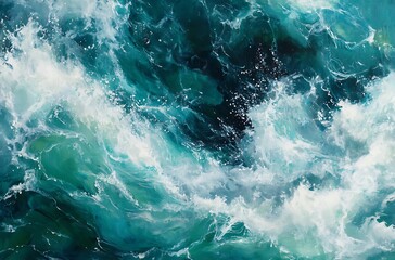Aerial view of turbulent ocean waves
