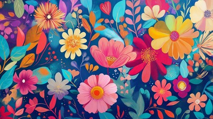 Fototapeta premium colorful background with bright, abstract floral patterns