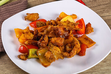 Asian cuisine - roasted crocodile meat