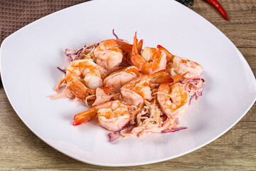 Shrimp cocktail with salad and sauce