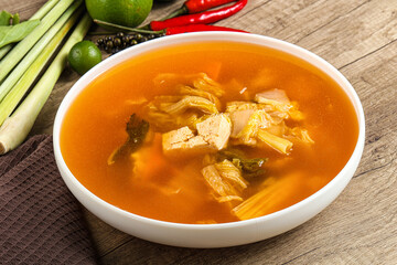 Korean kimchi soup with seafood
