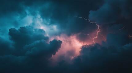 background with dark, moody colors and intense lightning, capturing the intensity of a thunderstorm