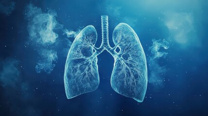 Glowing lungs in a digital environment