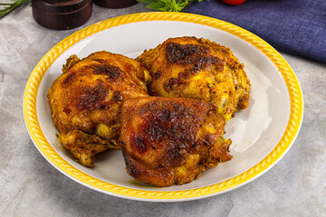 Roasted chicken thighs  with spices