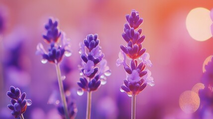Aromatic fresh lavender buds and essential oil drops