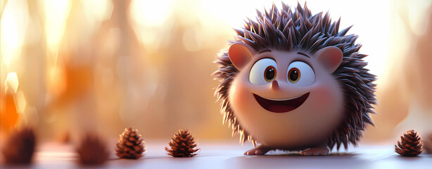 hedgehog cartoon: Cute happy hedgehog cartoon Illustration, Charming Hedgehog Cartoon Drawing
