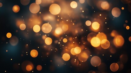 Blurred golden bokeh on black background
