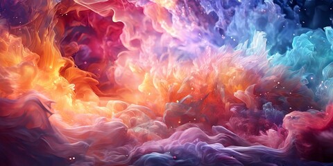 Fototapeta premium A colorful, swirling cloud of smoke with a bright orange and pink hue