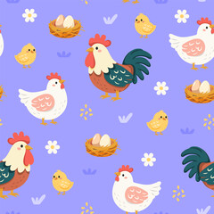 Chicken family pattern illustration