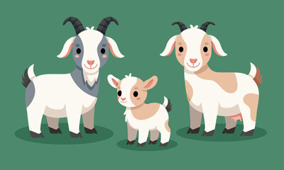 Goat Family Vector Illustration
