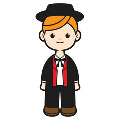 Garçon homme en tenue costume traditionnel Alsacien Mannala ou Mannele