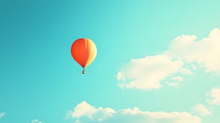 Naklejka premium 17. An open sky with a single, drifting balloon floating towards the horizon