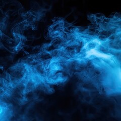 Obraz premium Blue Smoke Abstract Art, Dark Mist Clouds, Ethereal Smoke Patterns