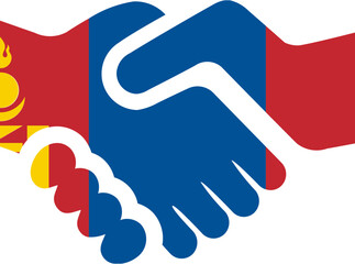 Mongolia Flag on Handshake icon
