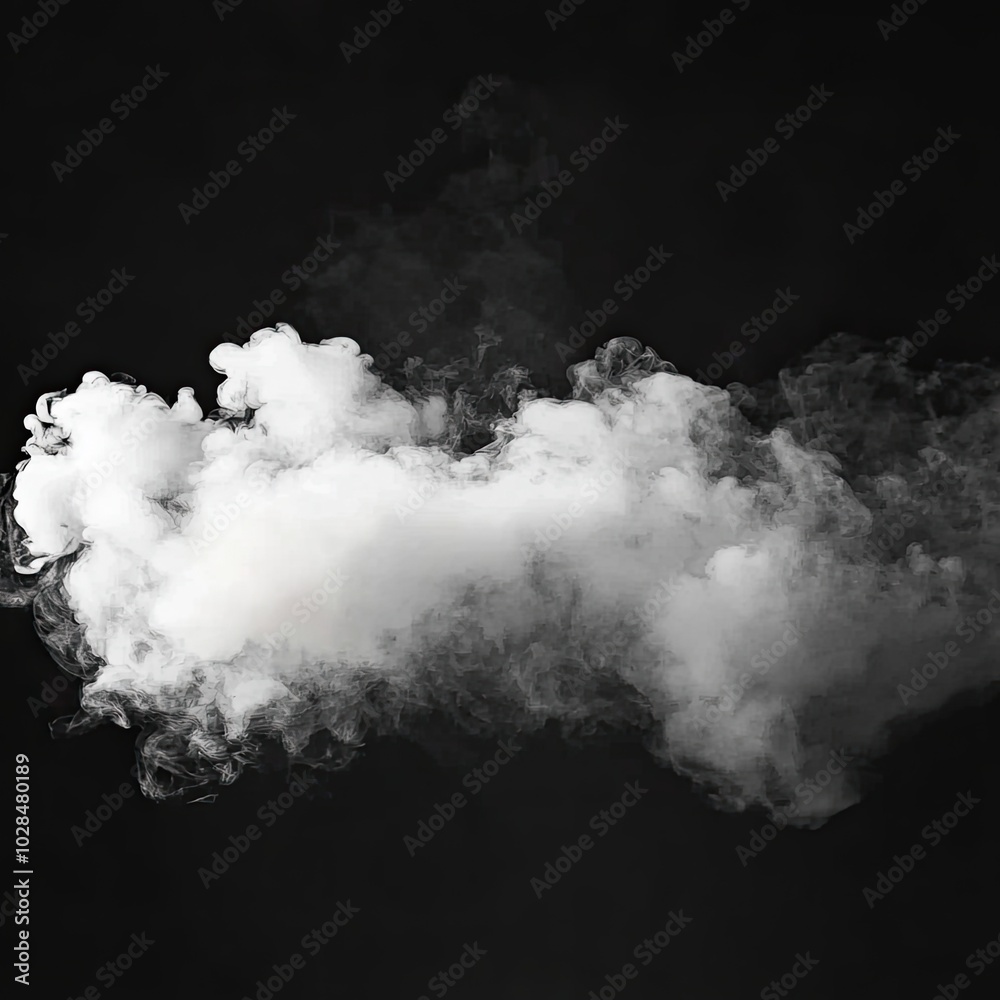 Wall mural smoke cloud, white smoke, black background, isolated smoke, smoky texture, smoky effect, smoky cloud