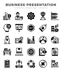 Business Presentation web icons in Lineal Filled style.
