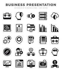 Business Presentation icons set. Collection of simple Lineal Filled web icons.