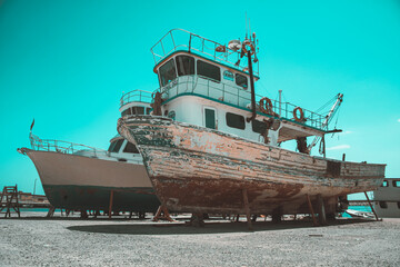 old ship in the harbor