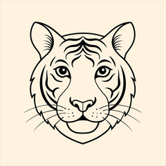 Tiger head vector  illustration line art