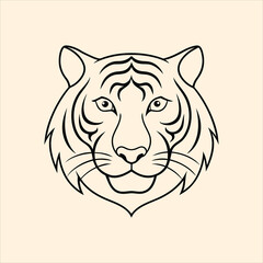 Tiger head vector  illustration line art