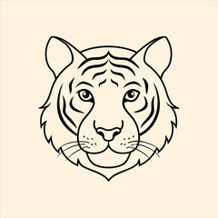 Tiger head vector  illustration line art