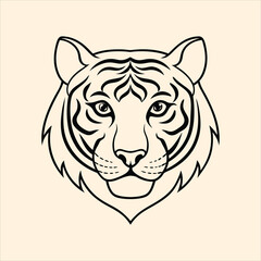 Tiger head vector  illustration line art