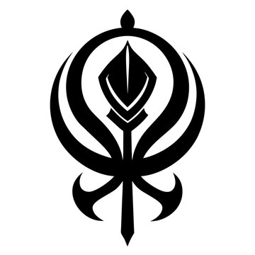 black sikh symbol on white background clip art preview