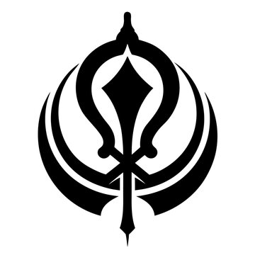 black sikh symbol on white background clip art preview