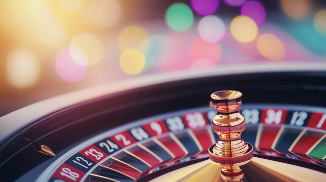 A close-up shot of a roulette pocket with vibrant colors reflecting off the wheel