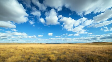149. A vast landscape with a single, distant wind turbine against a blue sky