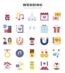 Set of Flat Wedding Icons. Flat art icon. Vector illustration