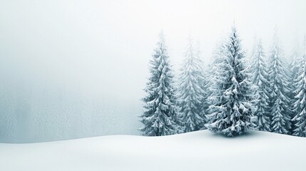 Fototapeta premium Heavy snowfall blanketing a mountain landscape, winter weather, cold and serene