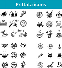 Frittata icons vector egg dish savory meal delicious breakfast illustration