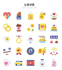 Love web icons in Flat style.