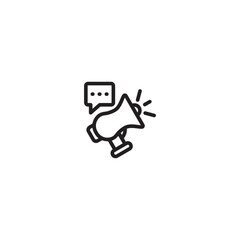 A megaphone broadcasting a message, represented by a speech bubble. A megaphone connected to a speech bubble, symbolizing sharing your message or ideas. Editable icon.