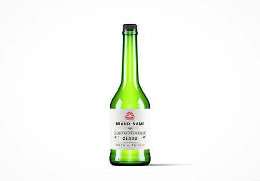 Green Glass Napoleon Drink Bottle Mockup